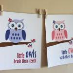 Little Girl Owl Bathroom Ar..