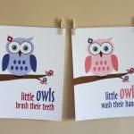 Little Girl Owl Bathroom Ar..