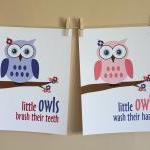 Little Girl Owl Bathroom Ar..
