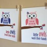 Little Girl Owl Bathroom Ar..