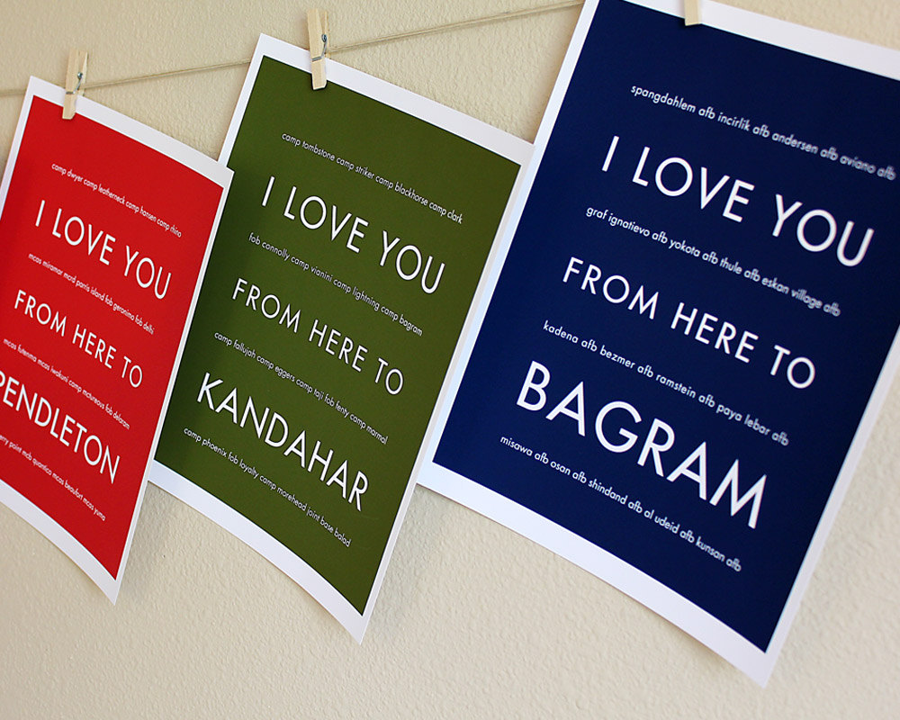 Military Wall Art, Personalized I Love You From Here To --, 8x10, Unframed