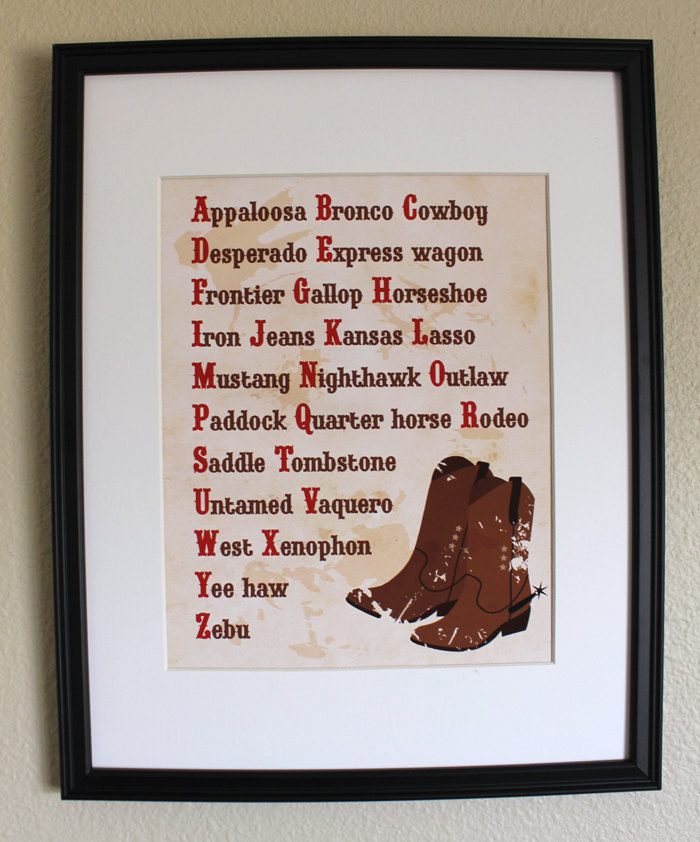 Cowboy Alphabet, 8x10