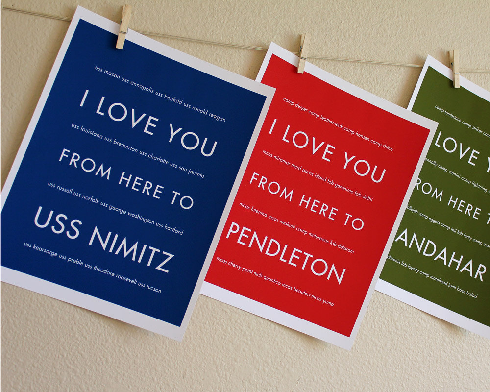 Military Wall Art Print, Custom I Love You From Here To --, 8x10, Unframed