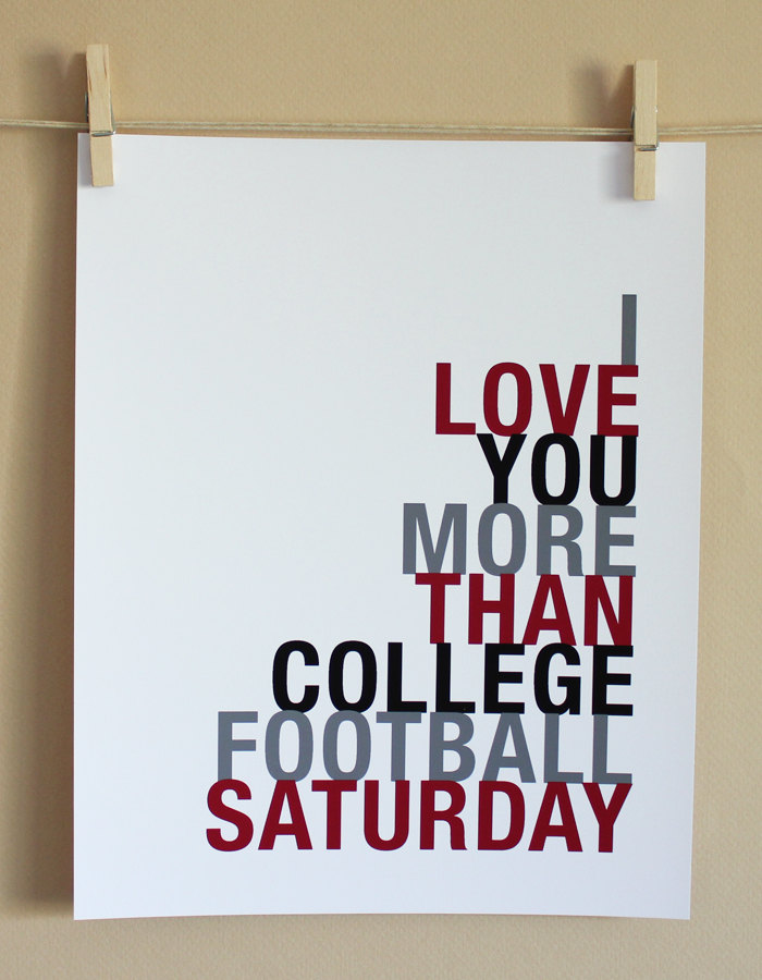 College Football Saturday Art Print, 8x10 