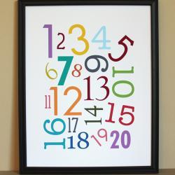 Multi-Color Numbers Art Print, 11x14, Unframed
