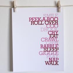 Nursery Art, Baby To-Do List, 11x14, Choose Colors, Unframed  