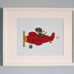 Airplane Flying Dinosaur, 8x10