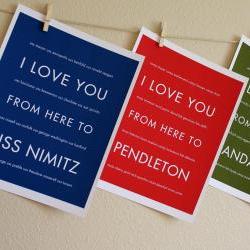 Military Wall Art Print, Custom I Love You From Here To --, 8x10, Unframed