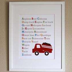Transportation Alphabet with Truck, 8x10