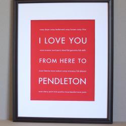 I Love You From Here To Pendleton, US Marine Corps Art, 8x10