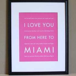 I Love You From Here To Miami Art Print, 8x10