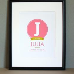 Baby Birth Announcement Art Print, 8x10
