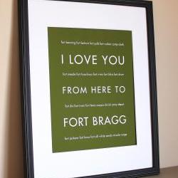 Fort Bragg US Army Military Art Print, 8x10  
